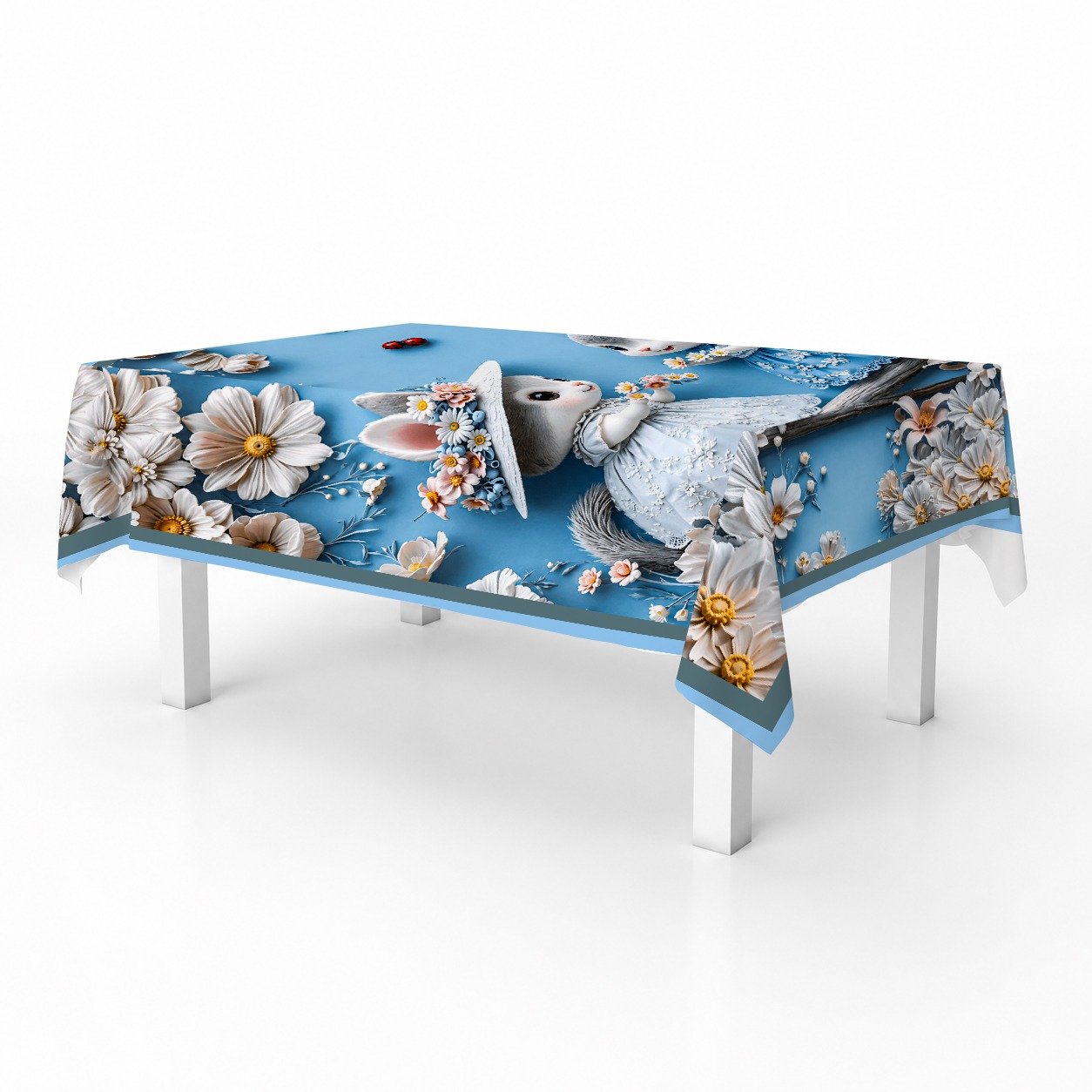 Table cover blue flower image 2