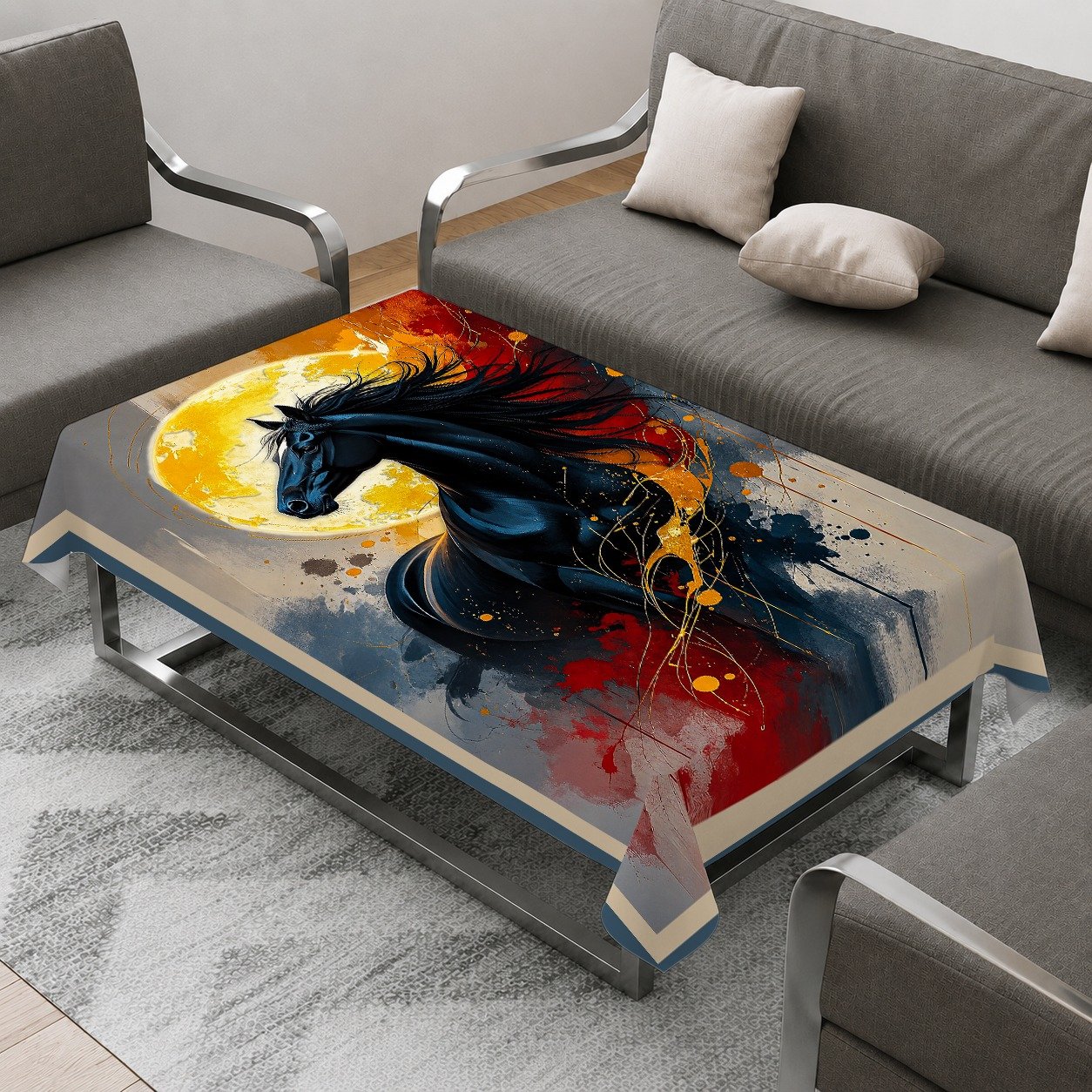 Table cover black hourse image 4