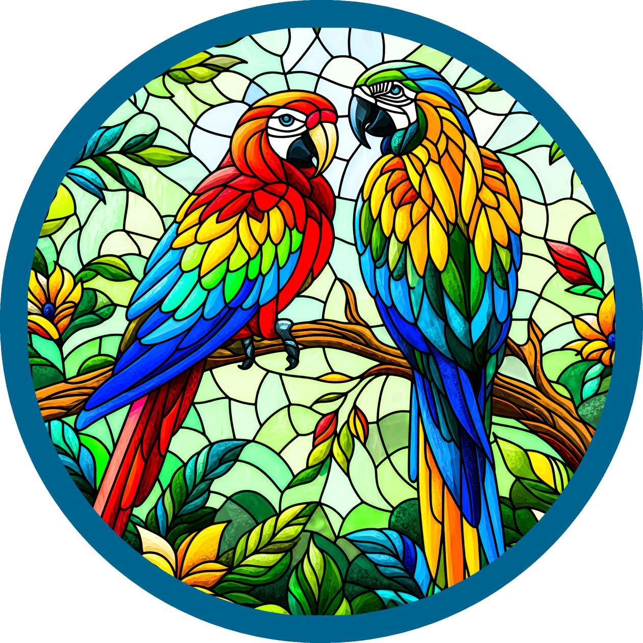 Round Table cover  design parrot image 1