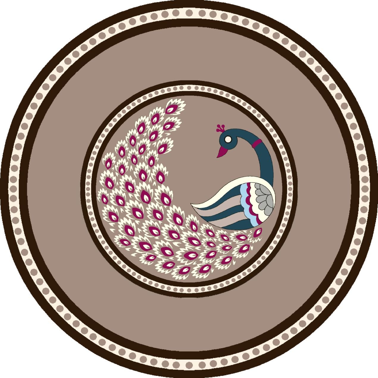 Round Table cover  design peacock motif image 1