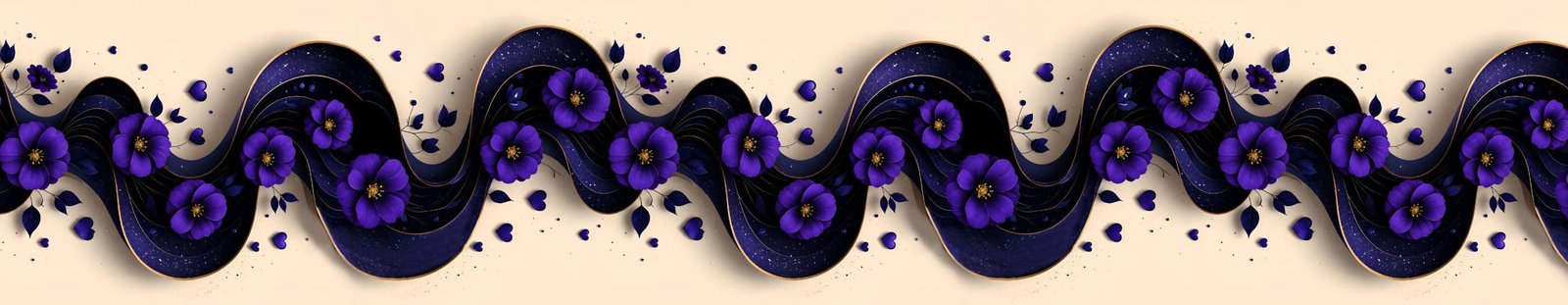 Runner mat design  Floral Wavy Ribbon Seamless Border image 1