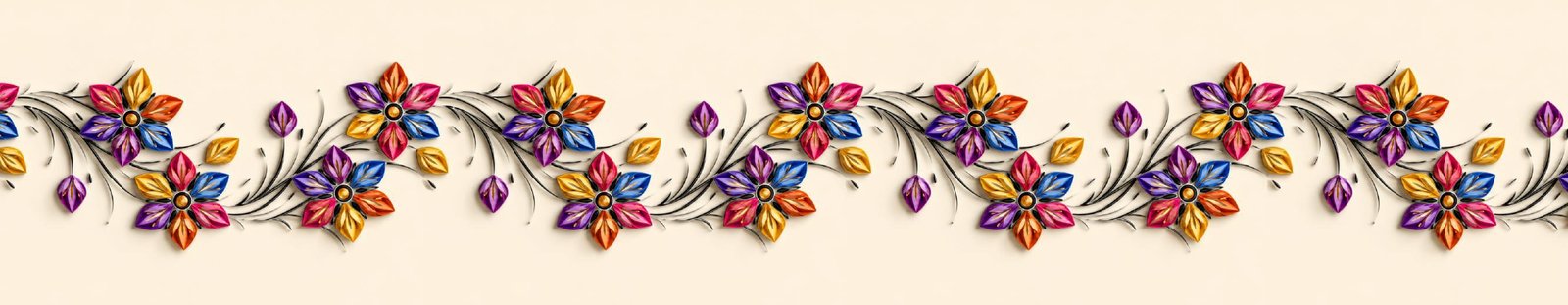 runner mat design  3D embossed floral border image 1