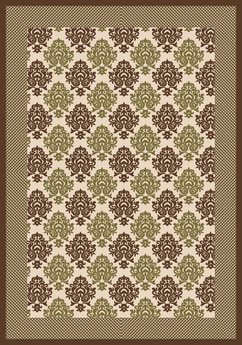 Table cover damask print pattern layout Brown color image 1
