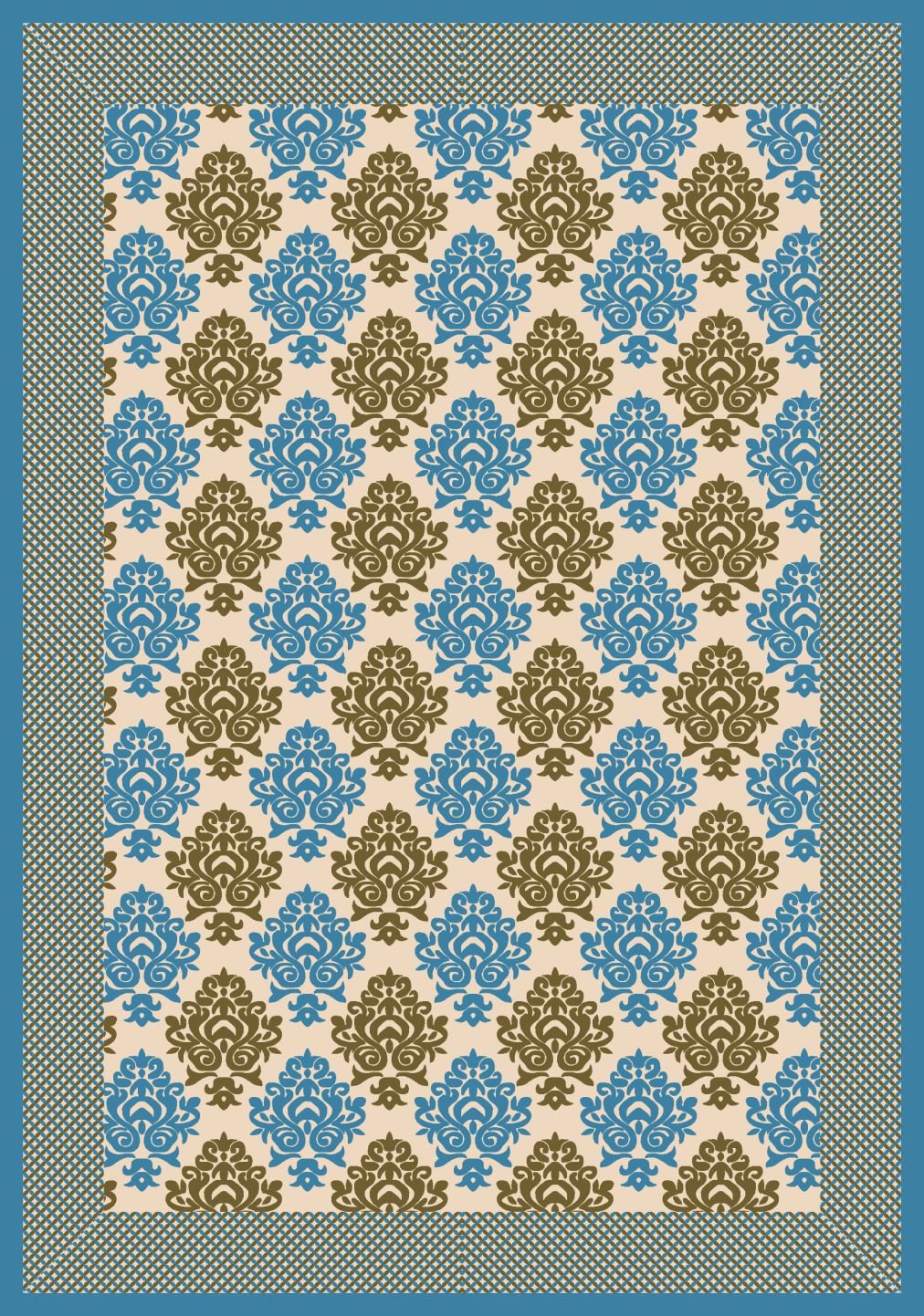Table cover damask print pattern layout aqua color image 1