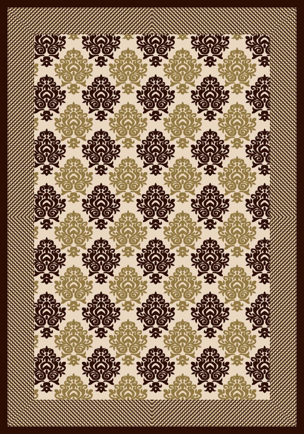 Table cover damask print pattern layout black color image 1