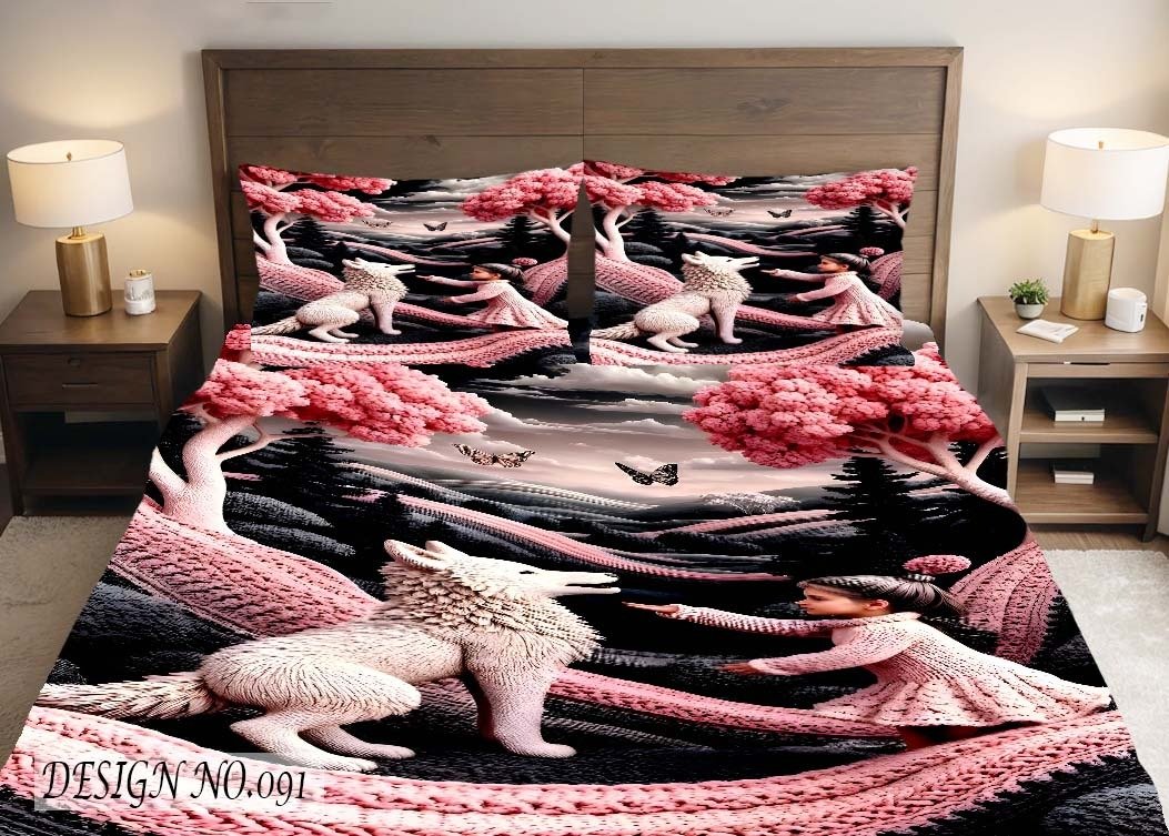 bedsheet design white fox image 1