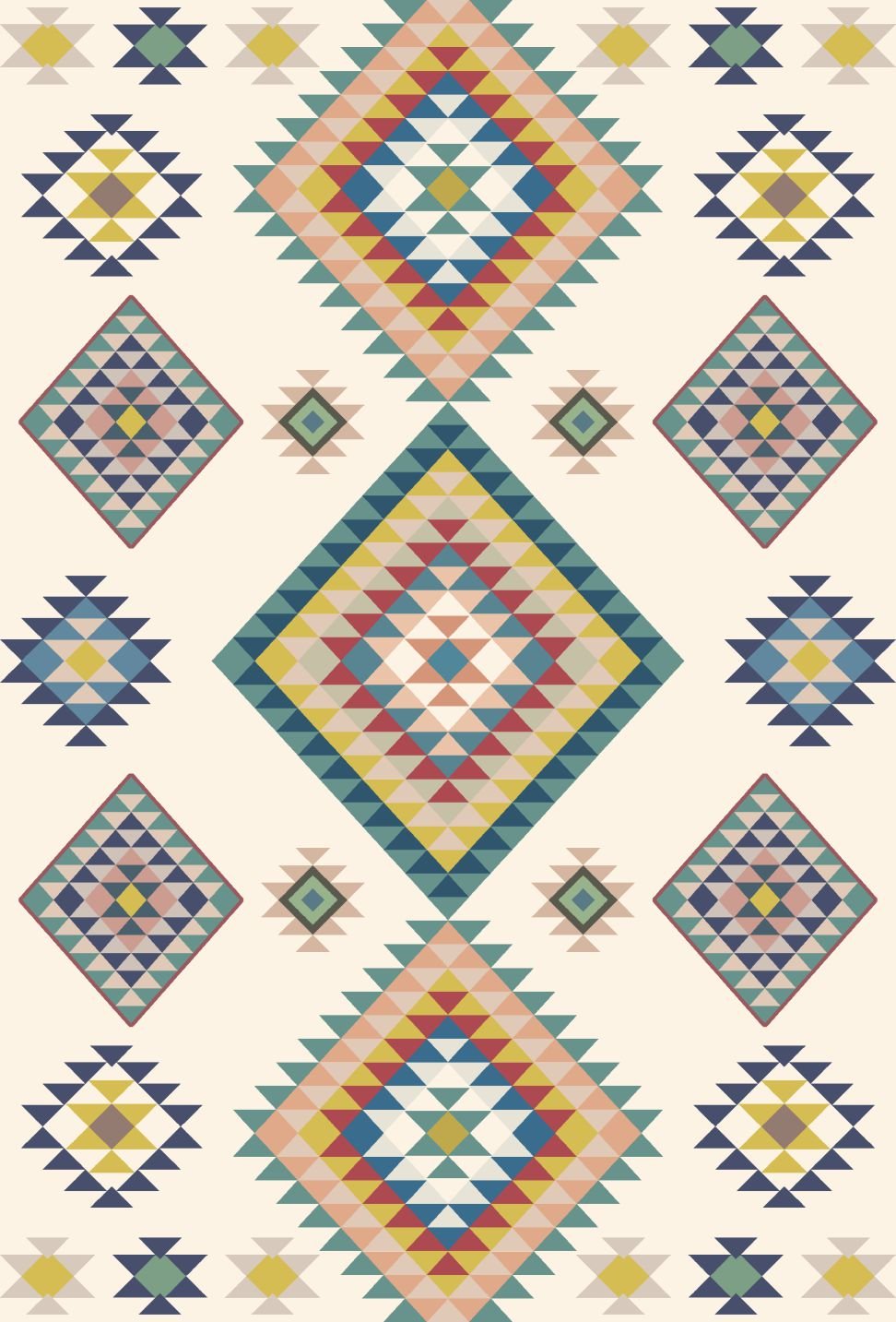7D carpet - traditional cross-stitch ethnic tribal geometric pattern - 2 image 1