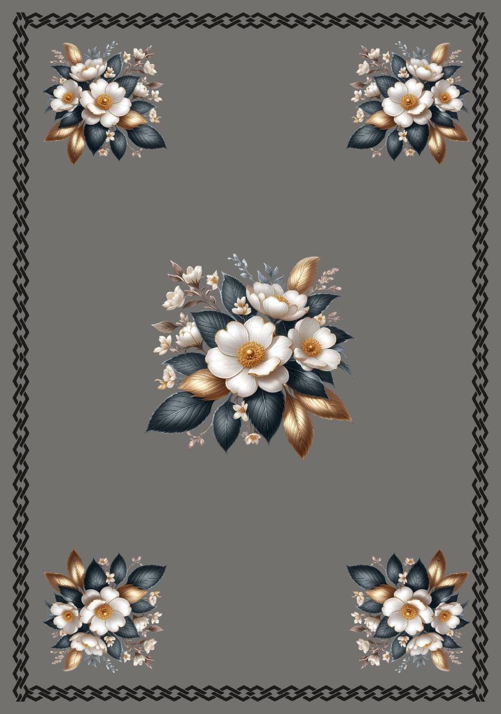 Table cover design white rose at center image 1