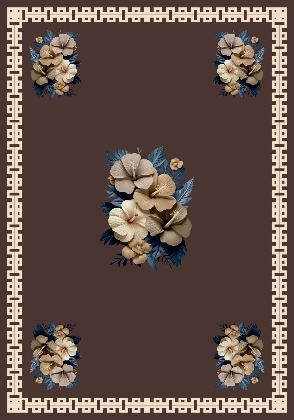 Table cover design hibiscus flowers at center image 1