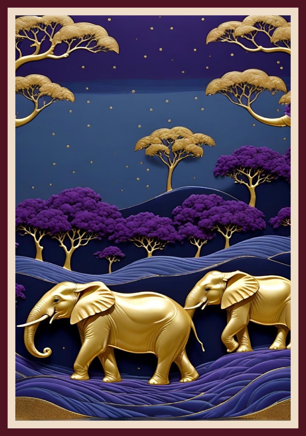 Table cover design 2 golden elephant image 1