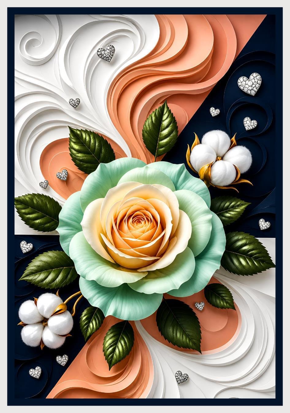 Table cover design big rose flower image 1