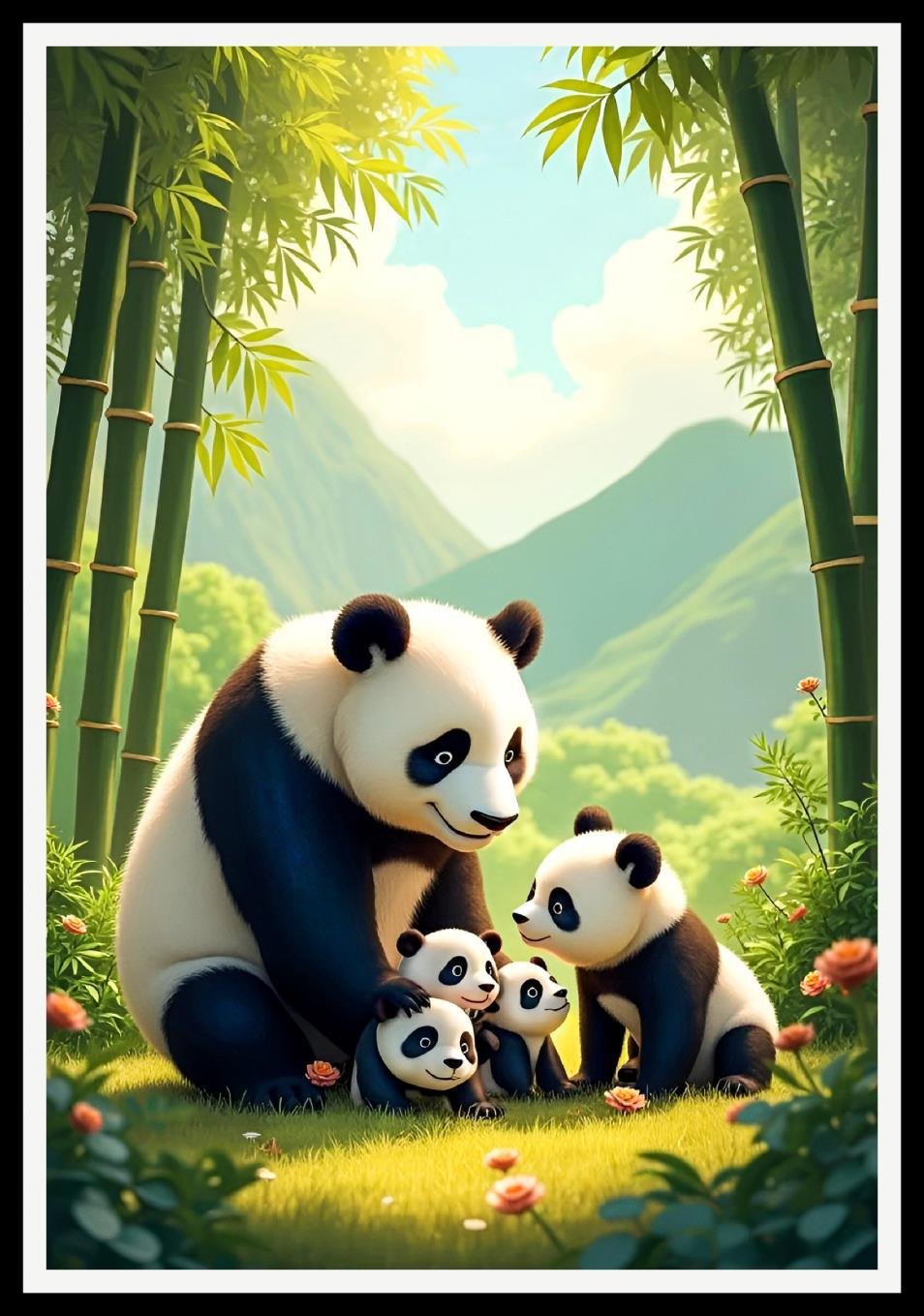 7D table cover design panda family image 1