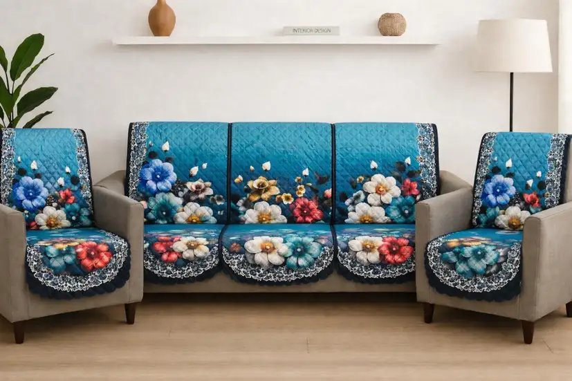 sofa cover velvet aqua image 1