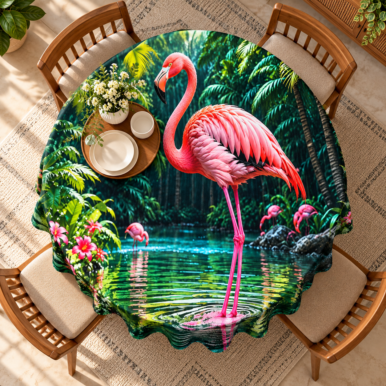 Round Table cover  design Flamingo image 2