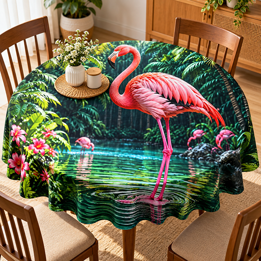 Round Table cover  design Flamingo image 3