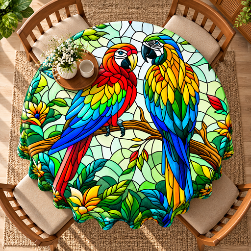 Round Table cover  design parrot image 3