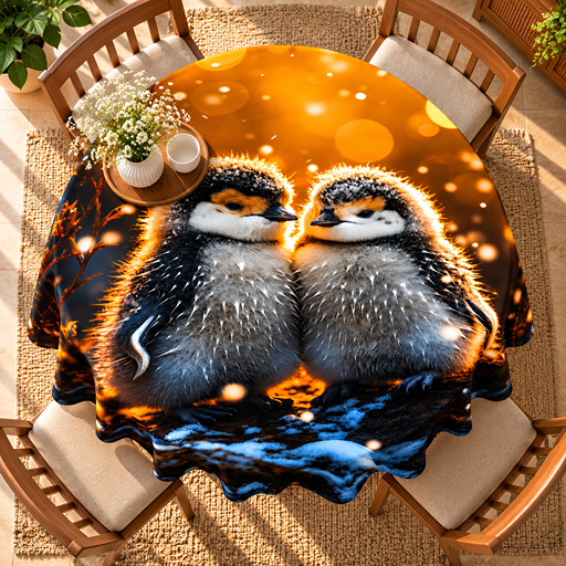 Round Table cover  design baby penguin image 3