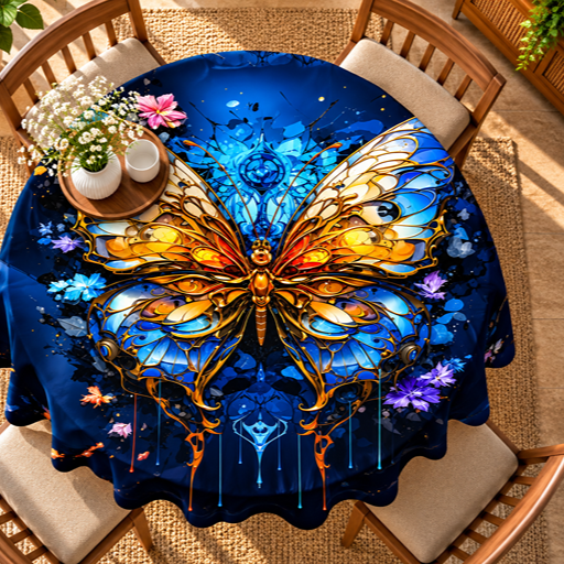Round Table cover  design butterfly image 2