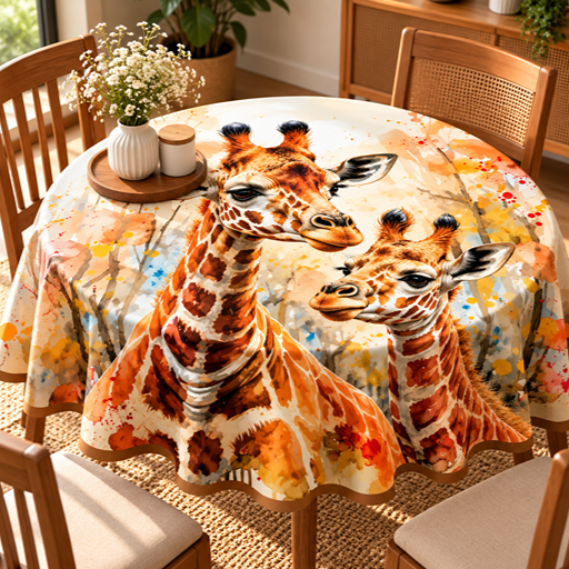 Round Table cover  design giraffe image 2
