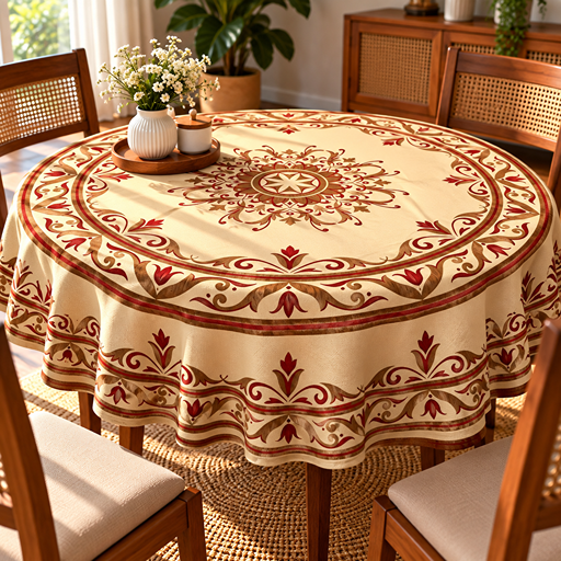 Round Table cover  design traditional Jaipuri block-printed image 2