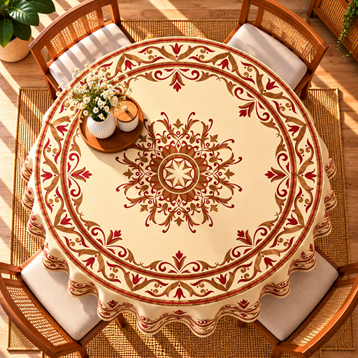 Round Table cover  design traditional Jaipuri block-printed image 3