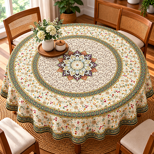 Round Table cover  design  Persian-style mandala image 2