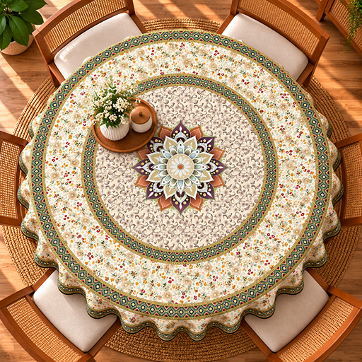 Round Table cover  design  Persian-style mandala image 3