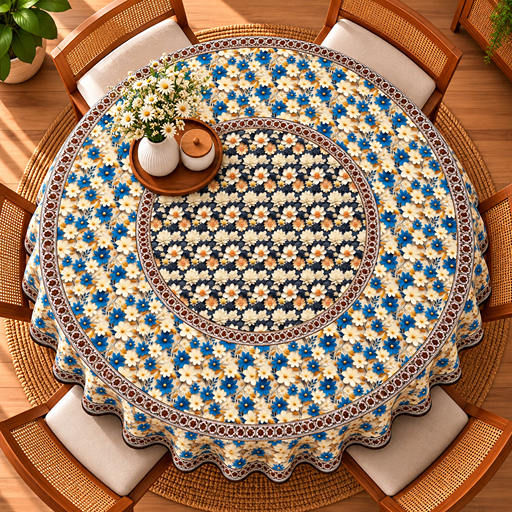 Round Table cover  design small flowers image 2