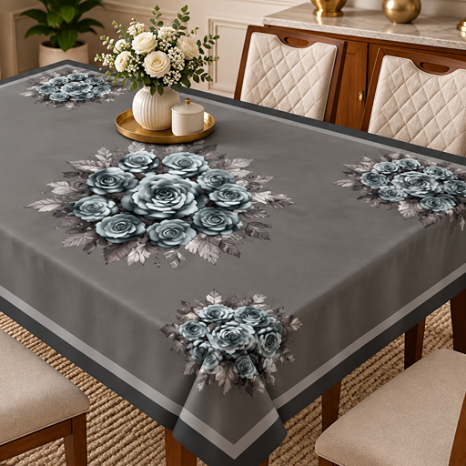 Table cover design gray color rose image 2