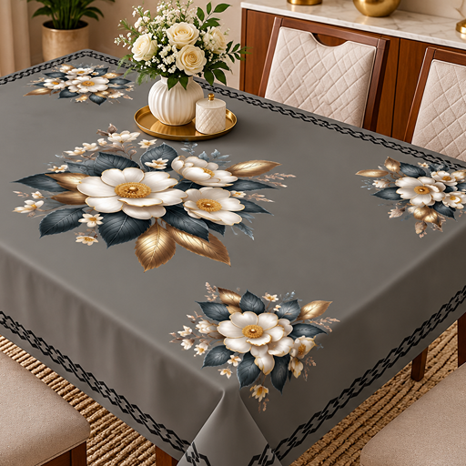 Table cover design white rose at center image 2