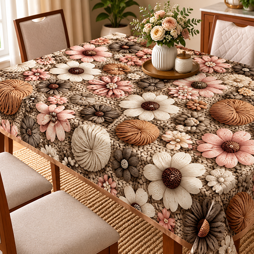 Table cover design multiple flowers image 2
