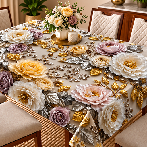 Table cover desing decorative flowers image 2