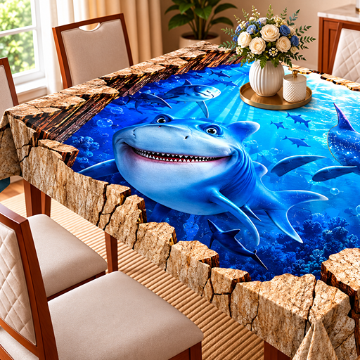 Table cover design sharks image 2