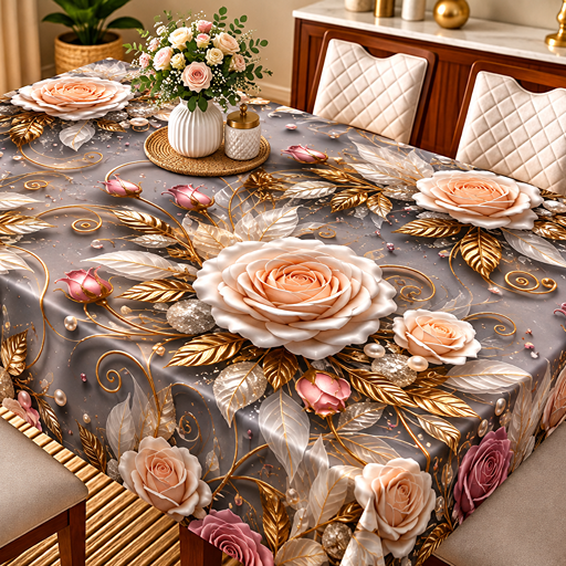 Table cover design pink roses image 2