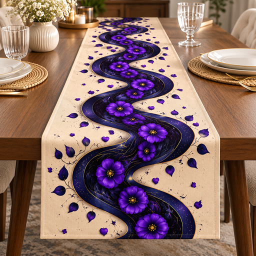 Runner mat design  Floral Wavy Ribbon Seamless Border image 2