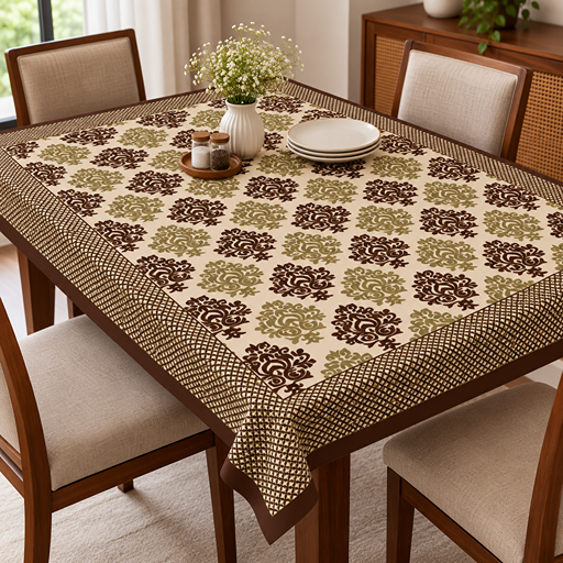 Table cover damask print pattern layout black color image 2