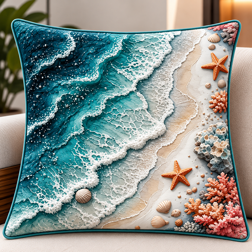 cusion cover design beach view image 3