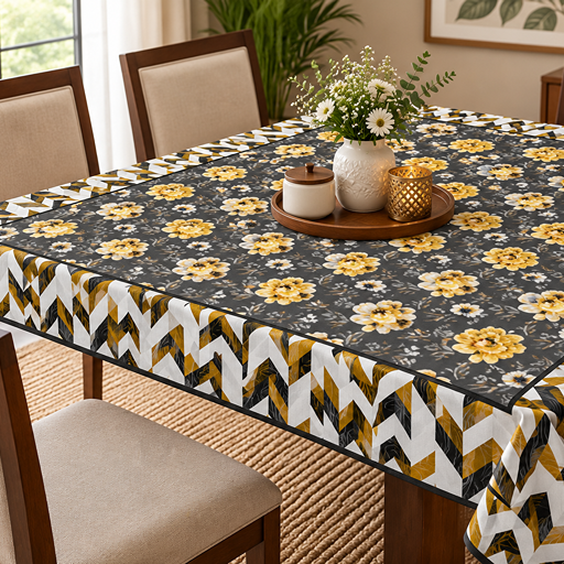cotton table cover design  yellow flowers image 1