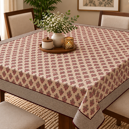 cotton table cover design red color design image 2