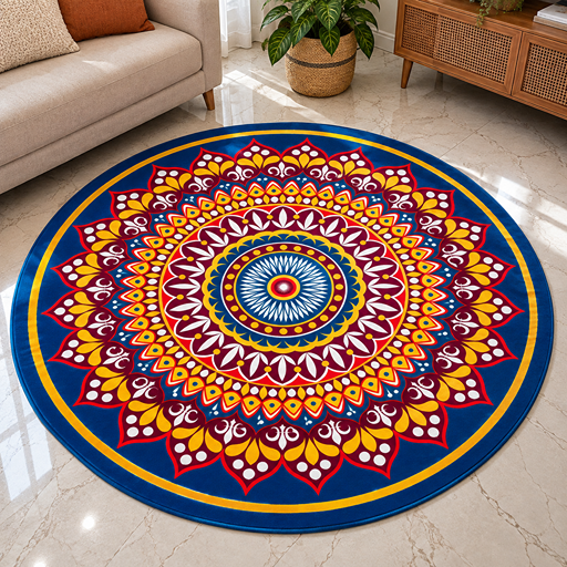 7D carpet design circular Rangoli or Kolam pattern image 2
