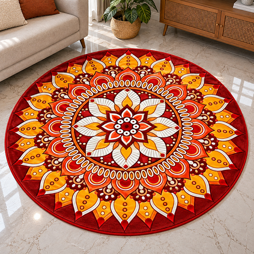 7D carpet design flower orange color image 2
