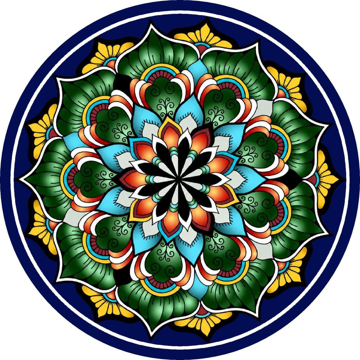7D carpet deisgn multi-colored flower mandala image 1