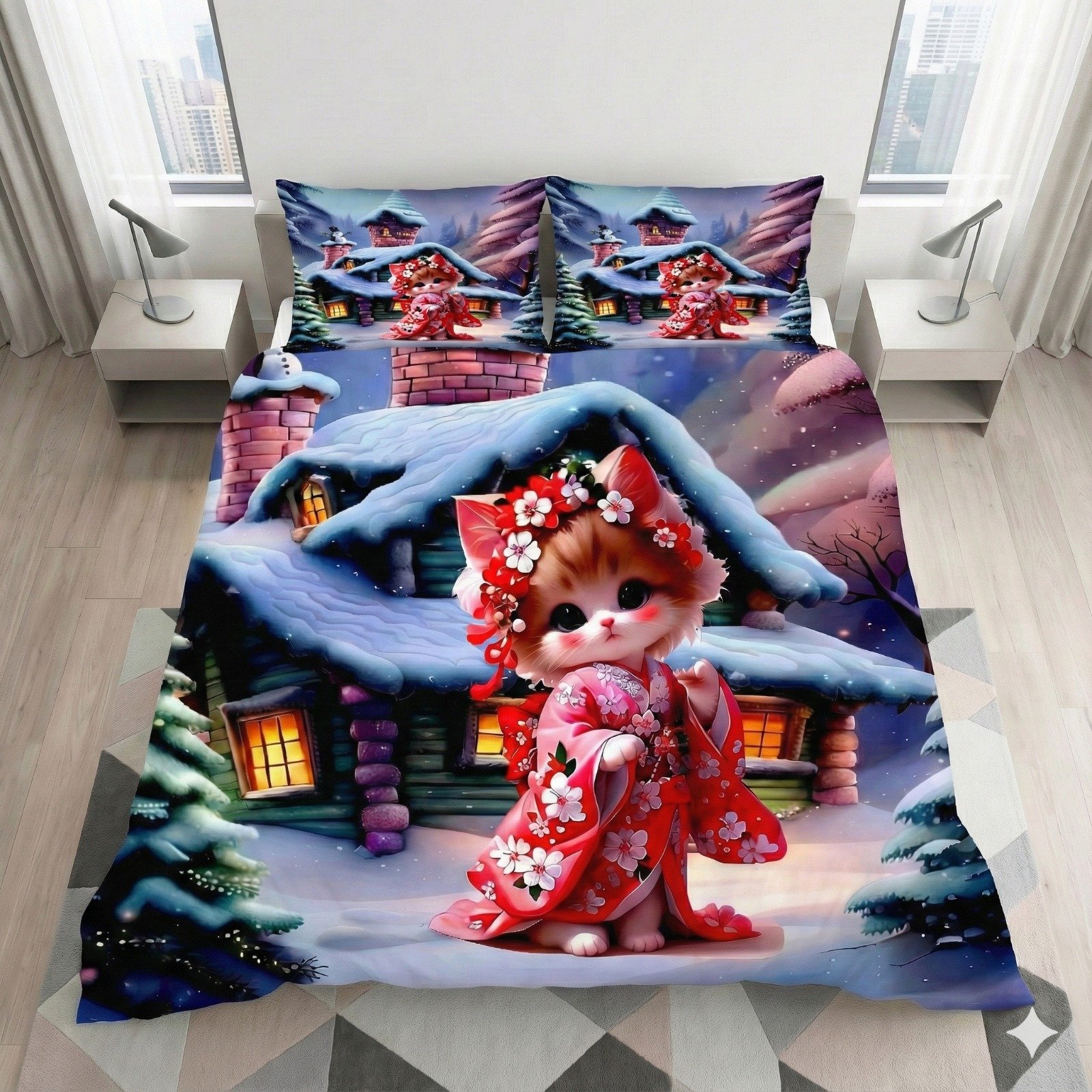 7D Bedsheet cat design