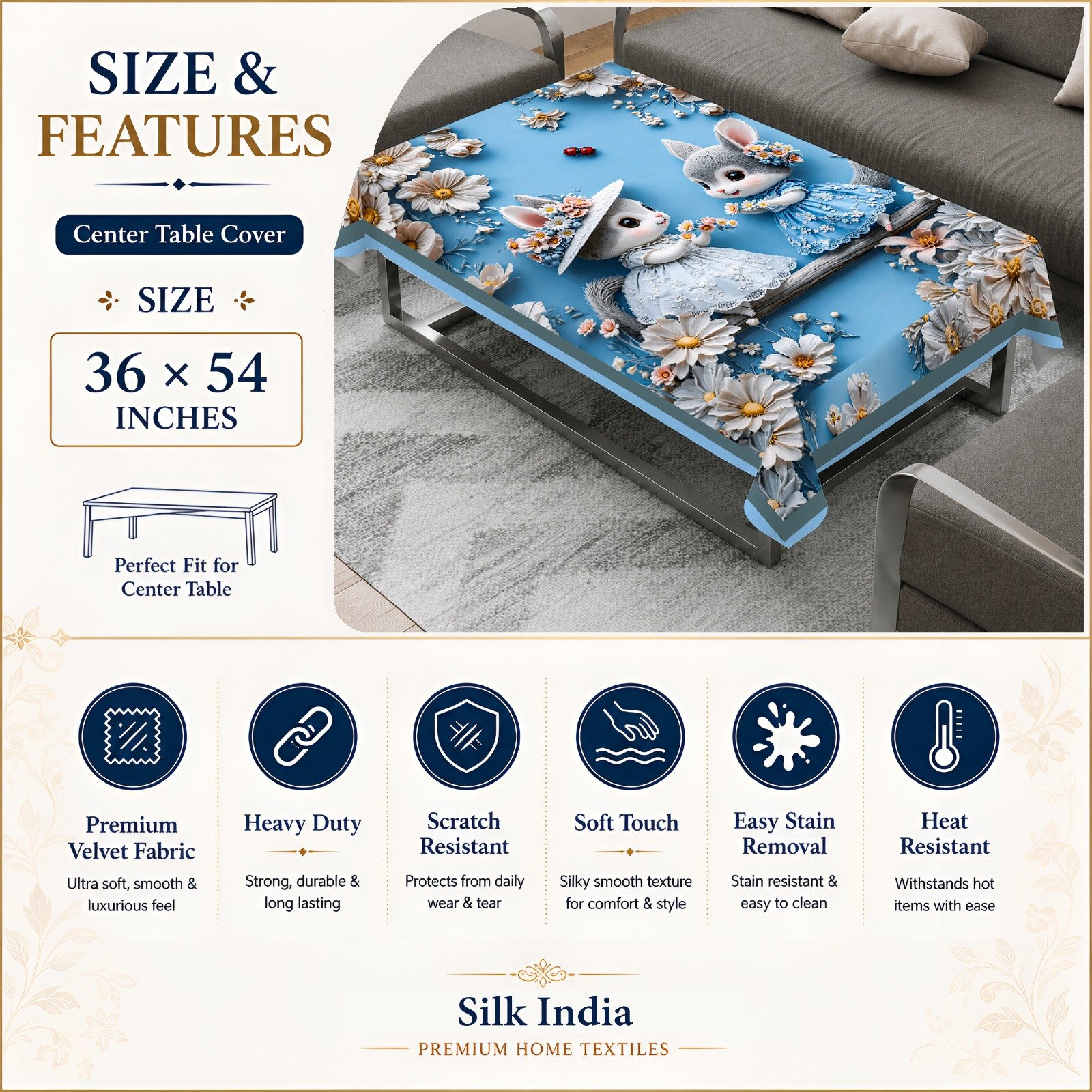 Table cover blue flower