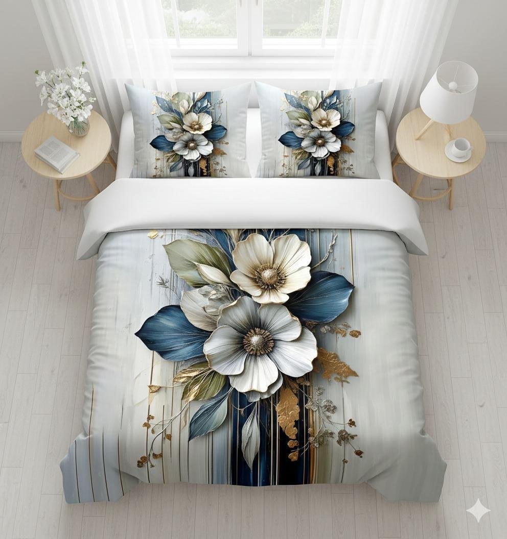 bedsheet design 3 flowers