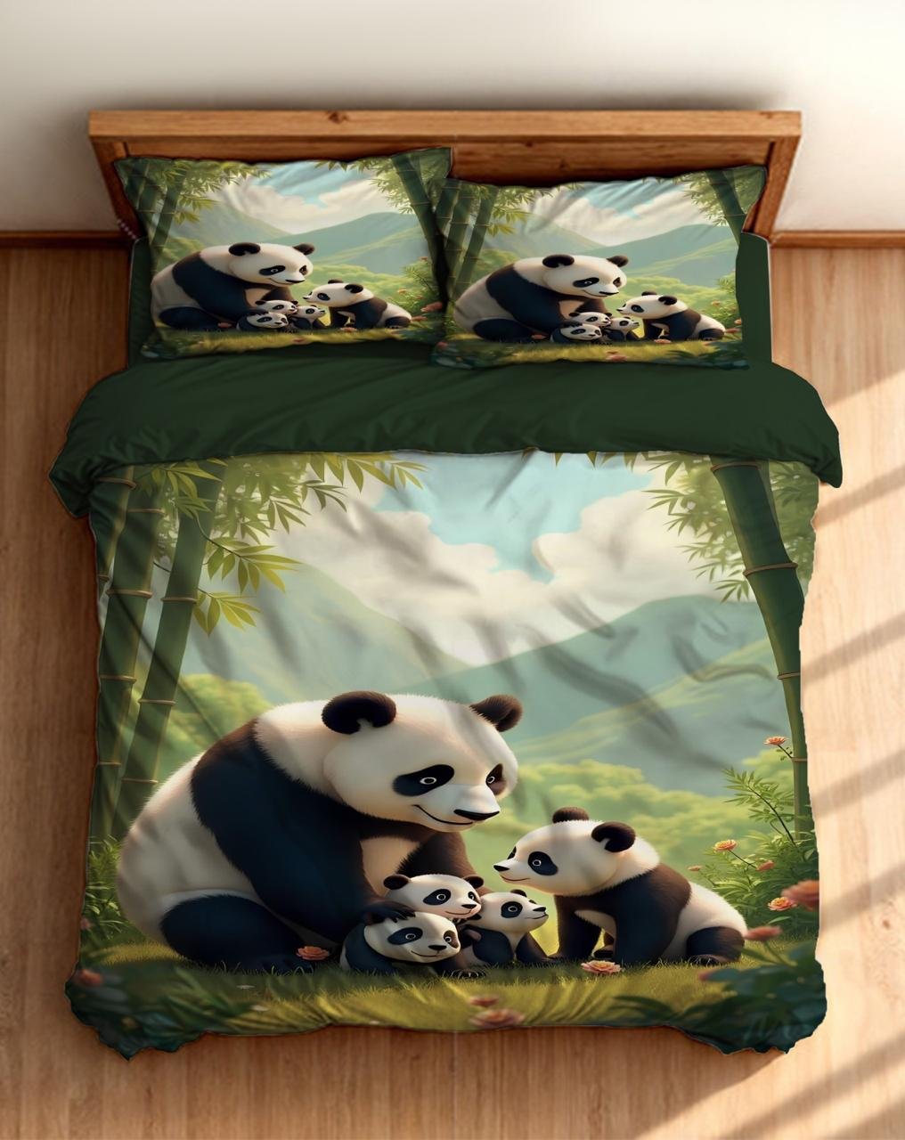 bedsheet design panda family