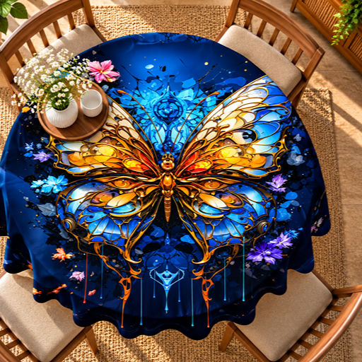 Round Table cover  design butterfly