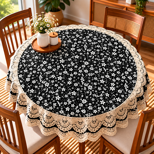 Round Table cover  design hand block print motif