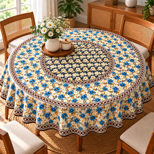 Round Table cover  design small flowers