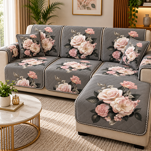Sofa cover Pink color Roses